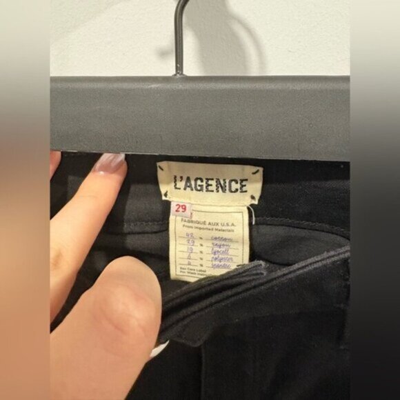 LIKE NEW- L'AGENCE High Rise Margot Skinny Jeans Black Ripped- Size 29 - Picture 6 of 9